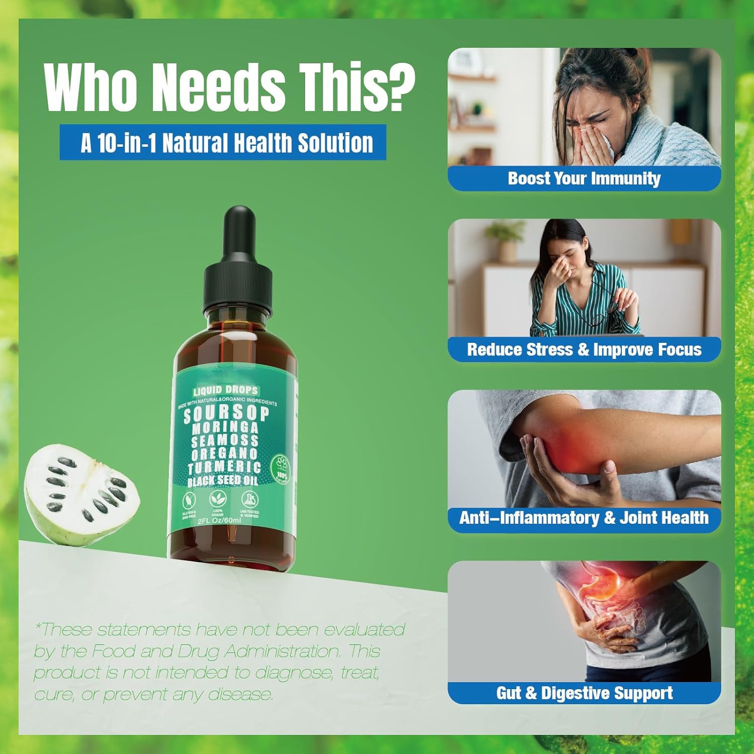 Soursop & Superfoods Elixir | Holistic Support for Energy, Stress & Immunity in a Single Daily Drop